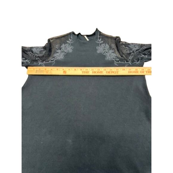 "FREE PEOPLE" Blk Lace Shoulder SZ S Floral Whimsigoth, Dark Romance, Vampire - Picture 6 of 12